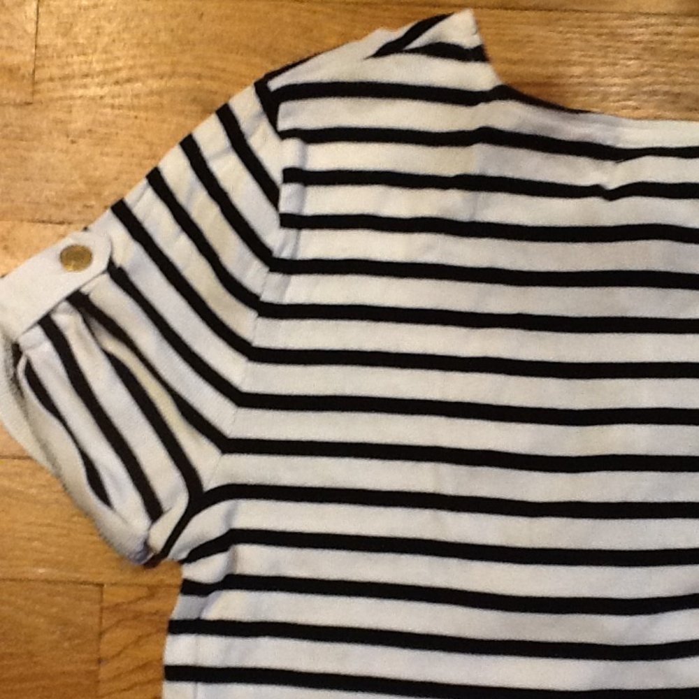 Ralph Lauren Lace Up Striped and Ribbed Tee - Picture 2 of 4